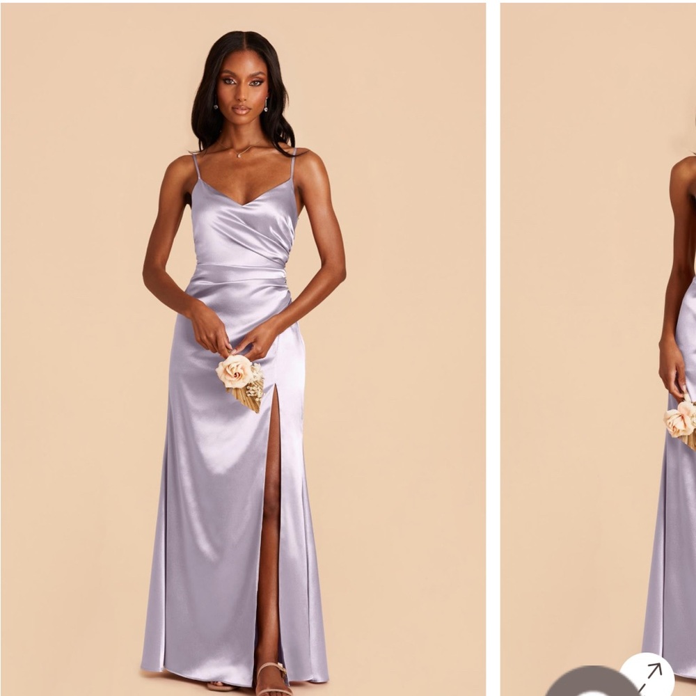 Elegant Dusty Lilac Shiny Satin Gown